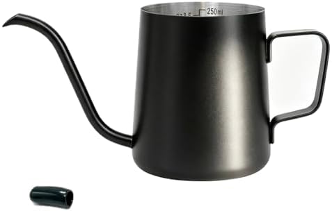 Mini Stainless Steel Watering Can (250ml) - 4mm Swan Neck Spout Small Watering Pot with Internal Scale & PTFE Coating - Gooseneck Kettle for Indoor Plants, Succulents & Pour-Over Coffee by Unknown