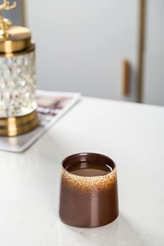 handmade Ceramic whiskey gllass Mugs,10oz Porcelain Mug for Men/Women,Tea Cup for Office and Home, Microwave and Dishwasher safe, Gift for Parents, Family and Friends(Brown) - Image 5