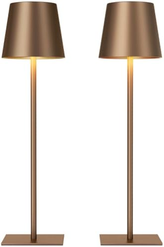 Kakanuo Brown Cordless Rechargeable Table Lamp, 2 Pack Portable Desk Lamp with 5000mAh Battery, Touch Control Stepless Dimming, for Dining, Outdoor Camping, Coffee Shop by KakanuoLightings