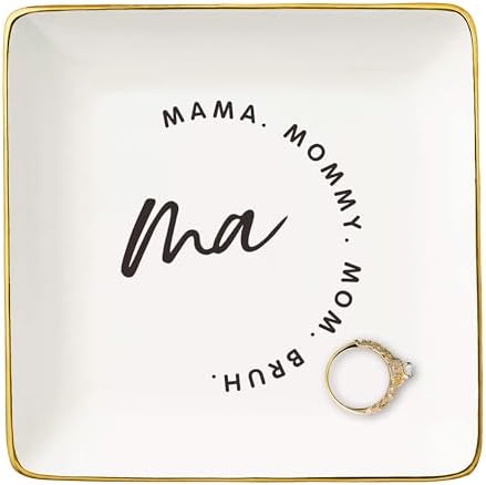 Funny Mom Gift From Daughter Son,Mother's Day Gifts for Mom-Birthday Thanksgiving New Year Christmas Gifts for Mom-Best Friend Mom-Mama Mommy Mom Bruh-Ceramic Jewelry Tray Trinket Holder Ring Dish by NZY