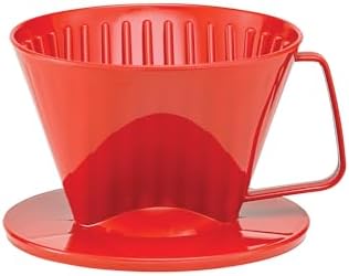 Fino Pour-Over Coffee Brewing Filter Cone, Number 1-Size, Red, Brews 1 to 2-Servings by Fino