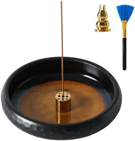 6 Inch Japanese Incense Holder Stick,Ceramic Handmade Crack Yellow Glaze by Unknown