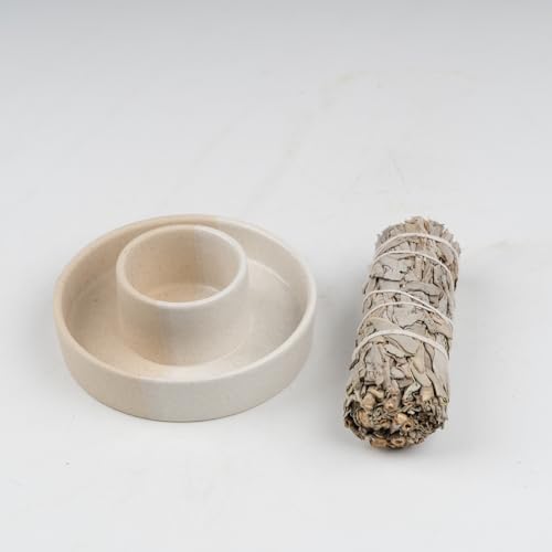 Sage Holder, Sage Burner, Smudge Bowl, Palo Santo Holder, Incense Holder, Incense Holder Bundle, Sage Holder for White Sage Bundle and Palo Santo (Sage Not Included) (White) - Image 2
