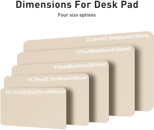 Aothia Faux Leather Desk Mat – Large Mouse Pad, Non-Slip PU Leather Blotter, Waterproof Writing Surface for Office and Home (Beige, 47.2" x 23.6") - Image 5
