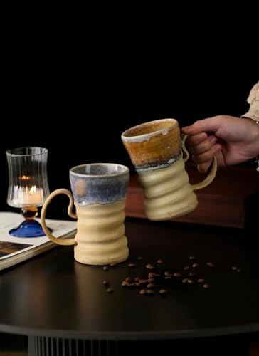 17oz Large Unique Cool Tall Handmade Ceramic Coffee Mug with Comfortable Big handle, Big Pottery Tea Mug, Artisanal Stoneware Coffee cup, Rustic Lead-free Tea Cups, Microwave safe Coffee Cup - Image 5