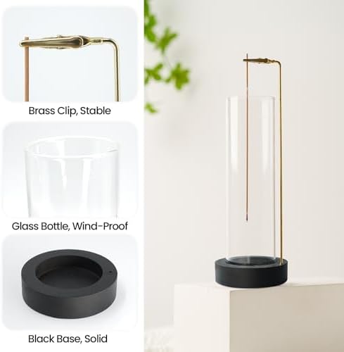 Incense Holder for Sticks, Anti-Ash Flying Incense Burner with 30 Incense Sticks, Detachable Glass Ash Catcher (Black, 2Pcs - Image 4