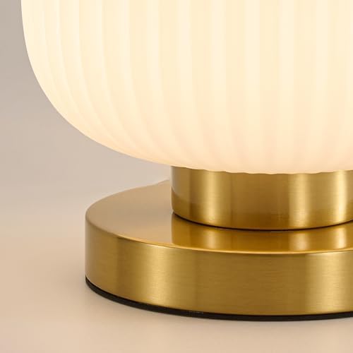 Mid Century Modern Table Lamp, 8" Globe White Glass Lamp Plug in - Image 4