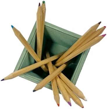 UnionBasic Square Pens Pencils Cup Holder Desk Stationery Organizer, Selected Faux Leather, Malachite Green - Image 7