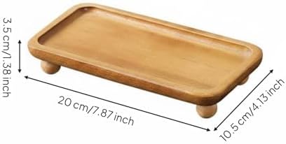 Wooden Storage Tray Acacia Organizer Platter Catchall Footed Dish Crafted from Acacia Wood Suitable for Entryway Living Room Kitchen Decor, S Rectangle - Image 5