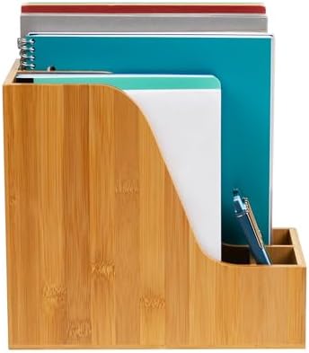 Mind Reader Vertical File Storage, Desktop Organizer, Magazine Holder, Office, Bamboo, 6"L x 11"W x 10"H, Brown - Image 5