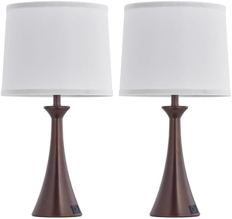 Touch Table Lamps Set of 2, 21" Bedside Lamps with USB C+A, Brown - Image 7