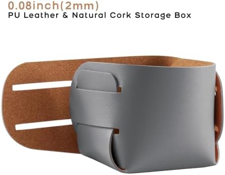 HOMIEAZICOZI 2-Pack Cork Leather Desk Accessories Storage - Pencil Pen Holder - Makeup Brush Holder Organizer - Stylish Addition to Home Decor (Gray) - Image 2