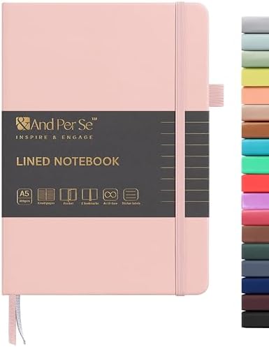 &And Per Se Lined Journal Notebook, 160 Pages, A5 5.7 x 8 inches College Ruled Thick Paper Notebook Journals for Writing, Hardcover Notebooks for Women Men Office School (1 Pack, Pink) by AndPerSe