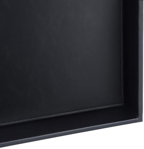 HofferRuffer Faux Leather Vanity Tray, Elegant Desktop Storage Organizer, Decorative Catchall for Perfume, Bathroom Valet, Nightstand or Dresser, 10" x 10" x 1.8" (Black) - Image 7