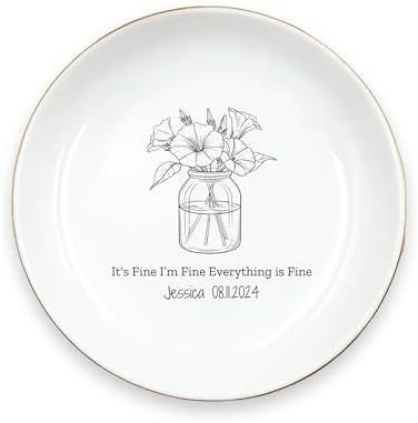 Flower Bouquet Jewelry Dish, Customized Ring Dish Holder for Christmas, Birthday Gifts, Birth Flowers in Jars Jewelry Tray for Mom, Friend, Girlfriend, Personalized Bridesmaid Gifts by HatafaFurni
