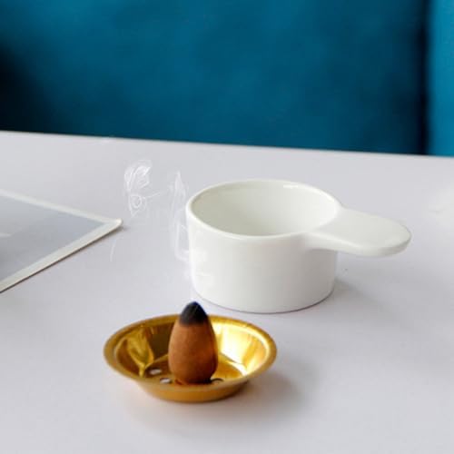 Lurrose Compact Ceramic Incense Burner Small White Censer Holder Tabletop Aroma Stove Minimalist Incense Holder for Home Fragrance and Meditation Decor - Image 4