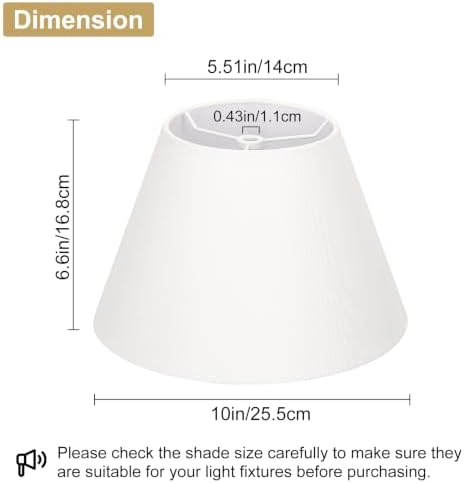 Small Lamp Shades Set of 2, 5.5" Top x 10" Bottom x 6.6" High, Small White Lamp Shades for Table Lamps, Fabric Lampshade Replacement for Bedside Lamp, Wall Sconces, Spider, Clip on Adapters Included - Image 2
