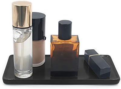 Ceramic Bathroom Sink Tray - Small Rectangle Kitchen Organizer for Jewelry, Towel, Candles, Soap, Perfume - Decoration for Tub, Restroom, Toilet - Small Black - Image 2