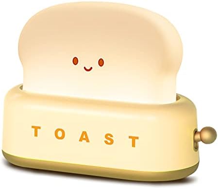 QANYI Small Table Lamp, Cute Toast Bread LED Bedroom Nightstand Light with Timer and Rechargeable, Cool Birthday Gift for Baby Kids Children Girls Boys by QANYI
