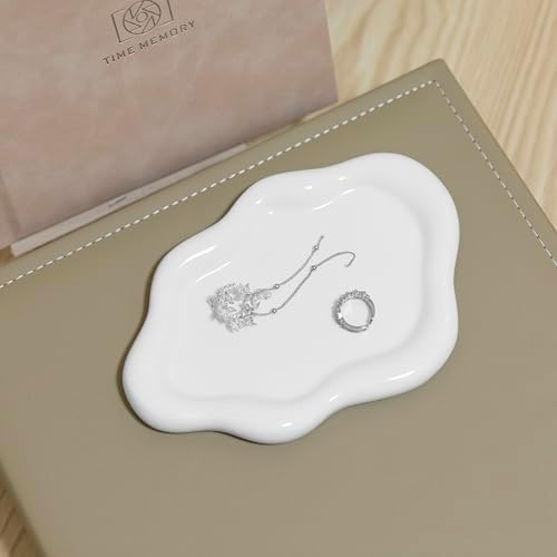 Lynagert Cloud Trinket Dish, Chubby Jewelry Tray, Ceramic Jewelry Ring Trinket Dish for Rings Earrings Necklace Organizer, Mother's Day Thanksgiving Christmas Birthday Bridesmaid Gifts (White) - Image 7