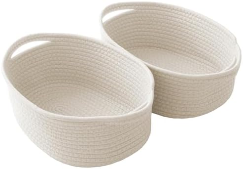 JMvicyroam Small Woven Basket, Empty Gift Basket, White/2 Pack by JMvicyroam