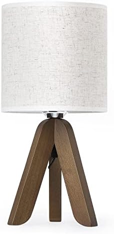 HAITRAL Wooden Tripod Table Lamp with Brown Base, Small Table Lamp,13.4Inch - Image 2