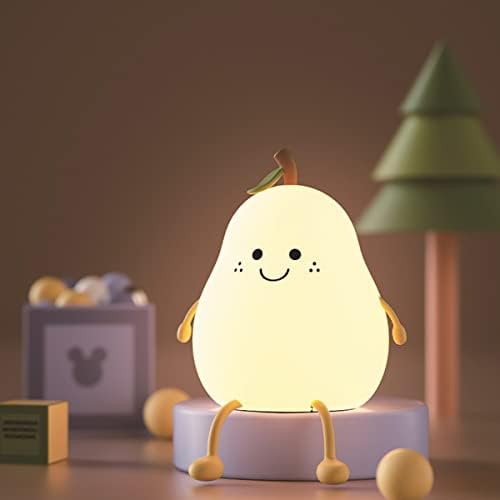 HAPPYBAG Pear Silicone Night Light for Kids, Rechargeable Nursery Lamp by HAPPYBAG