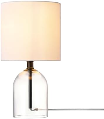 Globe Electric 15-Inch Table Lamp, Glass Base, Matte Black, White Linen Shade, Rotary Switch on Socket, 61000141 by GlobeElectric