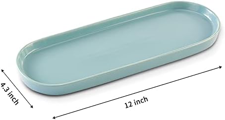 Simple Style Ceramic Sink Tray - Bathroom and Kitchen Cosmetics Dish, Candle and Perfume Tray (Blue) - Image 2
