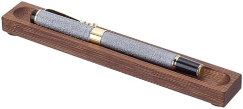PLIGREAT Single Wood Pen Tray, Wooden Desk Pen Organizer Holder Minimalist Wave Pencil Rest for Office Stationery Desk Decor Retro Home Bedroom Decoration, 7.1x1x0.6inch by PLIGREAT