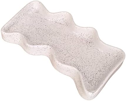 Ceramic Decorative Catch All Dish and Tray, Speckled White, 8.6 x 4.7 inches, for Rings, Jewelry, Keys, Toiletries, Makeup, Gifts, Snack Dish and More by 5mmPaper