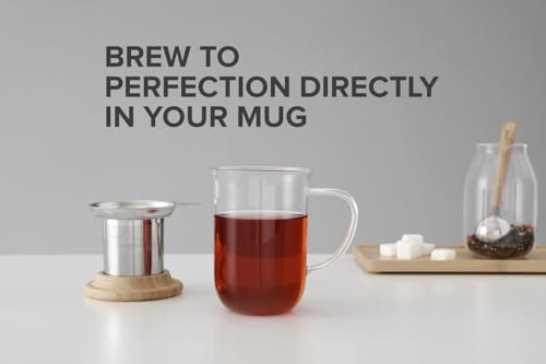 VIVA Minima Eva Glass Tea Cup with Infuser and Lid, 14 oz, Wool - Image 4
