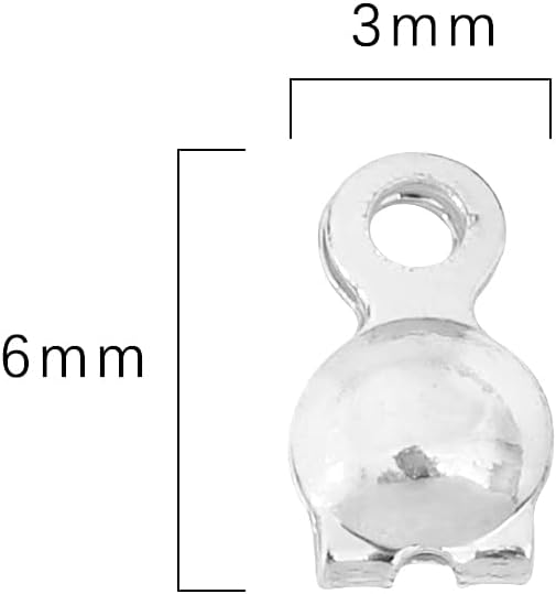Silver Plated End Caps Non Tarnish 3x6mm 200pcs for Jewelry Making Findings