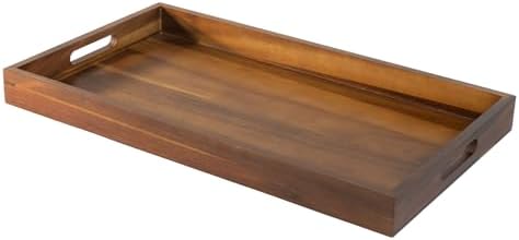 23 Inches Large Acacia Wood Serving Tray,Wood Tray for Kitchen Island Dining Table Wine,Bedside Tray(Light Brown, 23" x 13") by Lasungreen