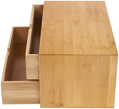 Tabletop Original Bamboo Desk Organizer - Mini Bamboo Desk Drawer Tabletop Storage Organization Box for Office Home Toiletries Supplies, No Assembly Required (2 Drawers) - Image 6