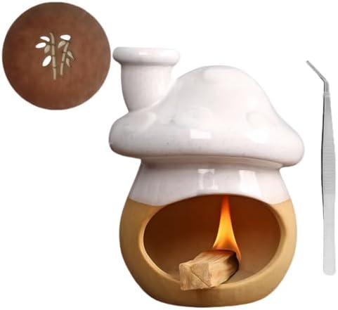 Ceramic Palo Santo Holder - Mini Chimenea Mushroom Incense Burner by Unknown