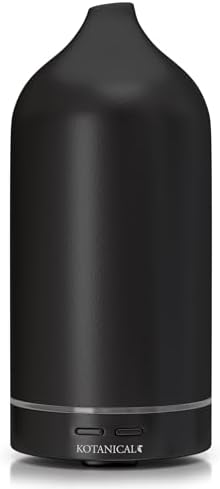 Black Stone Essential Oil Diffuser – Ceramic Aromatherapy Diffuser with Ultrasonic Mist, LED Ambient Light & Auto Shut-Off for Home, Bedroom, Office by Kotanical