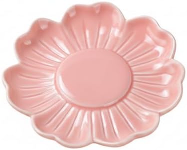 Plum Blossom Shaped Ceramic Bowl, 5.2 Inch Square Catchall Dish for Small Items, Raised Rim Design by Unknown