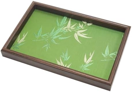 Bamboo Embroidered Decorative Tray 11.8 inch, Boho Catchall Tray, Green by Unknown