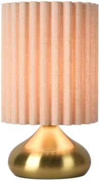 Ziqqeelam Gold Small Table Lamp with Scalloped Linen Shade, Mini Brass Gold Table Lamp for Bedroom Nightstand, Cute Desk Night Light for Living Room, Bookshelf, Kitchen Counter, Kids Room, Office by Unknown