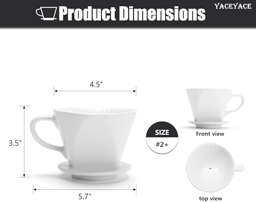 Ceramic Coffee Dripper, White Ceramic Pour Over with Single Hole - Image 2