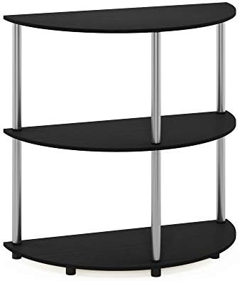Furinno Frans Turn-N Half Round Console Table with Stainless Steel Tubes, Black Oak 15.6D x 31.1W x 30.8H in - Image 5