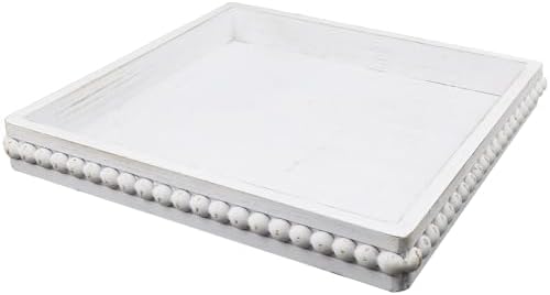Hrastany Square Wood Decorative Serving Tray, 15"*9" Whitewashed by Hrastany