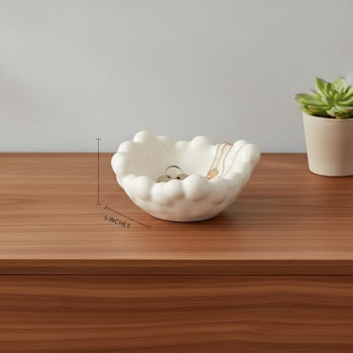 Ceramic Catchall Tray with Bubble Design, Compact Storage Bin for Keys and Jewelry on Vanity or Entryway (1 PC) - Image 3