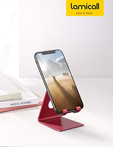 Lamicall Cell Phone Stand, Phone Dock : Cradle, Holder, Stand, Compatible with Phone 12 Mini 11 Pro Xs Xs Max Xr X 8 7 6 6s Plus 5 5s 5c All Android Smartphone Charging, Accessories Desk - Red - Image 6