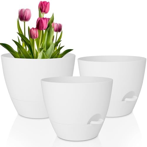 QRRICA 12/10/9 Inch Self Watering Pots for Indoor/Outdoor Plants by QRRICA