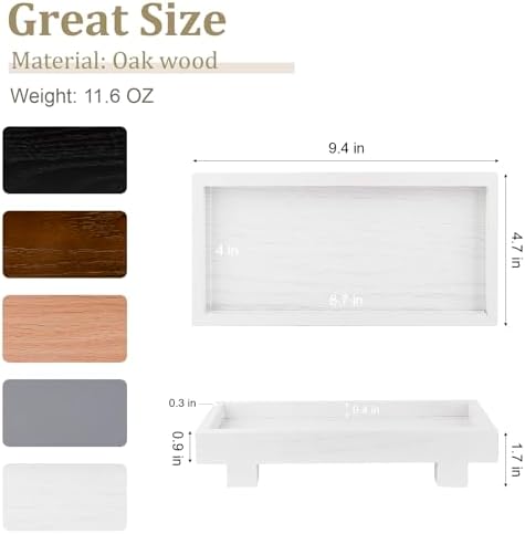 Bathroom Counter Tray Wooden Riser Display Kitchen Soap Holder, White - Image 5