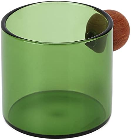 Clear Glass Coffee Cup Heat Wooden Handle for Office Home Use 120ml (Green) - Image 3