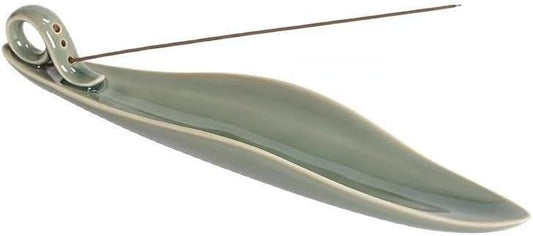 Celadon Leaf Incense Holder - Zero-Mess Ash Catcher, Precision 3-Hole, Premium Porcelain Incense Stick Holder for Meditation, Yoga & Home Decor by Yinjiyue