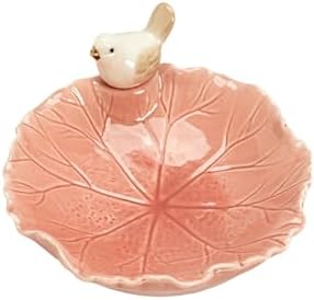 Cute Bird Lotus Ceramic Trinket Dish,Jewelry Ring Dish, Ceramic Trinket Tray, Key Bowl, Dessert Plate,Bathroom Decoration (Red) by FsocpenBrandFlagship